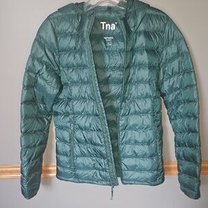 TNA Forest Green Compactable Quilted Jacket NWOT
